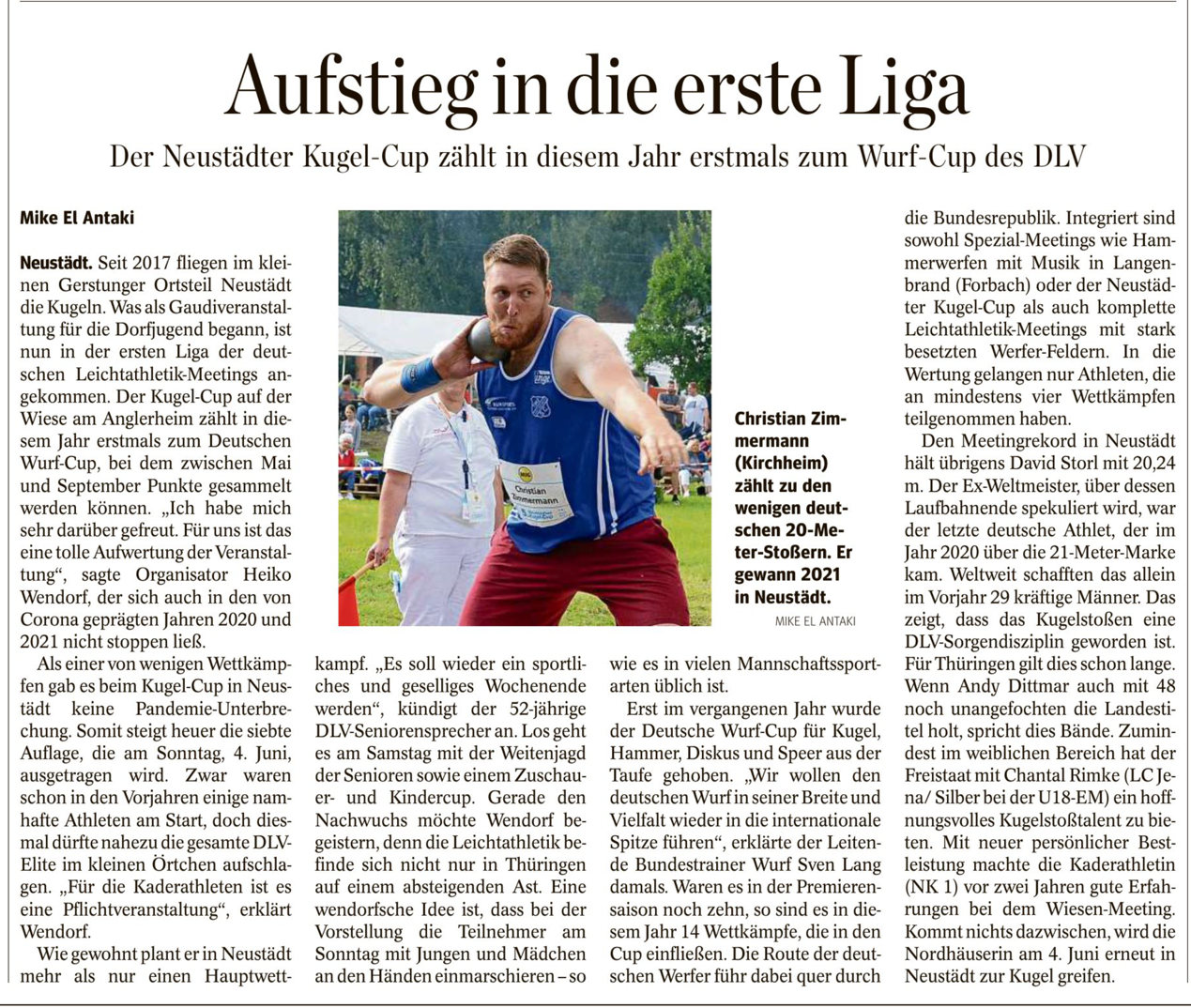 Zeitungsartikel Aufstieg in die 1. Liga